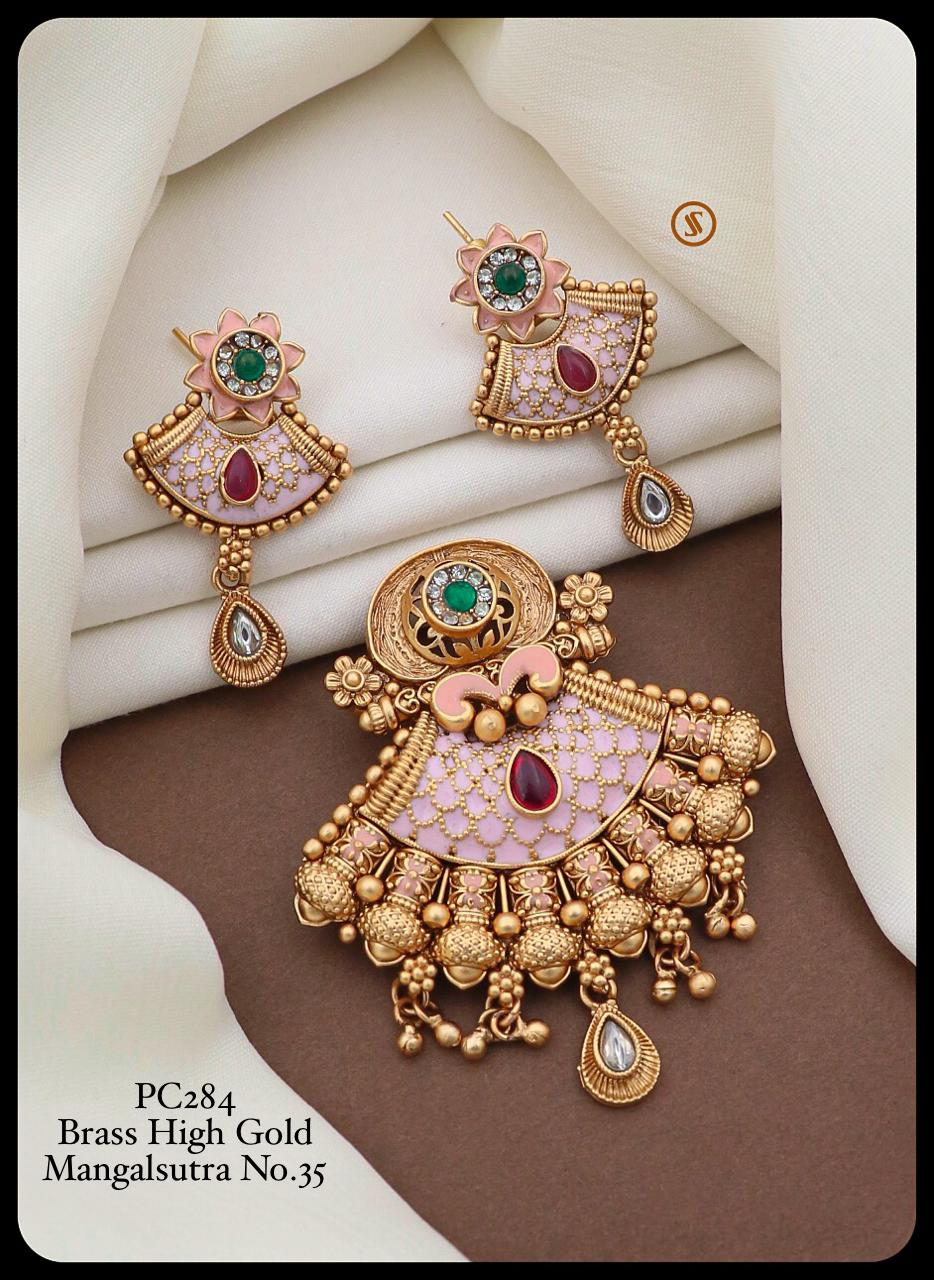 Pc 28 Fancy Brass High Gold Mangalsutra Pendal Butti Exporters in India
